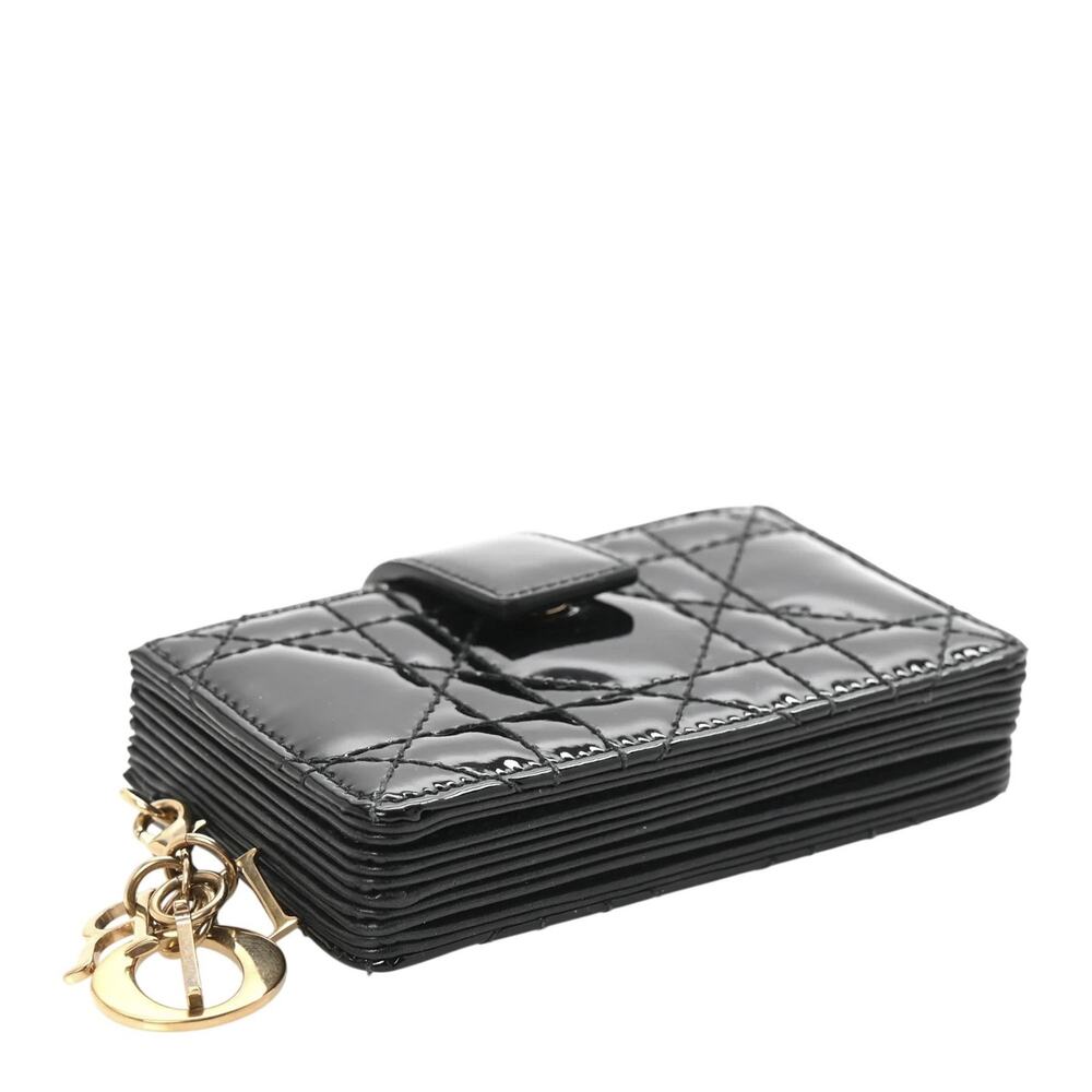 DIOR Patent Cannage Lady Dior 5-Gusset Card Holder Black Compact Wallet - Picture 3 of 7
